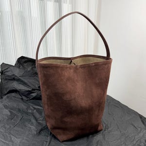Große Wildleder Bucket Bag Große Ledertasche Damen Ledertasche Henkeltasche Braune Wildledertasche