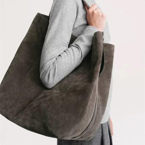 Vintage Wildledertasche mit großem Fassungsvermögen Große Einkaufstasche Hobo bag Braune Wildledertasche