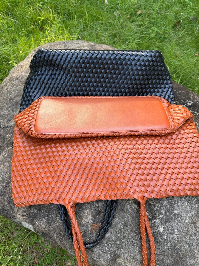 Handmade woven handbag, oversized commuter shoulder bag image 18