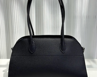 Handmade Grain Leather Handbag: Minimalist Commuter Tote