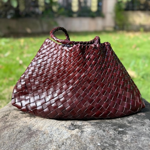 Handmade Woven Leather Tote Bag for Women, Brown Shoulder  display picture 2