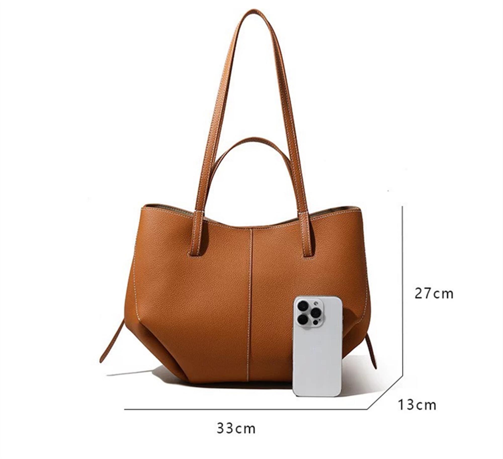 The First Layer Leather Handbag the Large Capacity Tote Bag