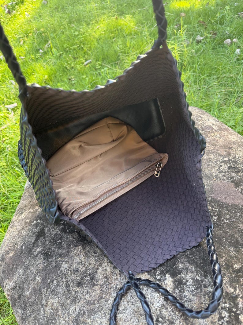 Handmade woven handbag, oversized commuter shoulder bag image 20