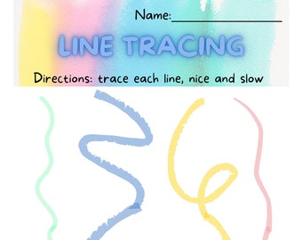 Line Tracing- Rainbow Line Tracing Practice- Instant Download