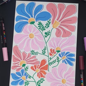Illustratie Posca A4 - Originele werken - Bloemen