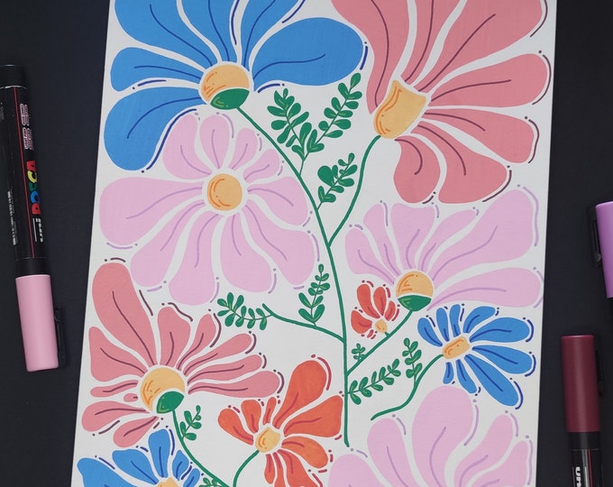 Illustration Posca A4 - Original Works - Floral - Etsy
