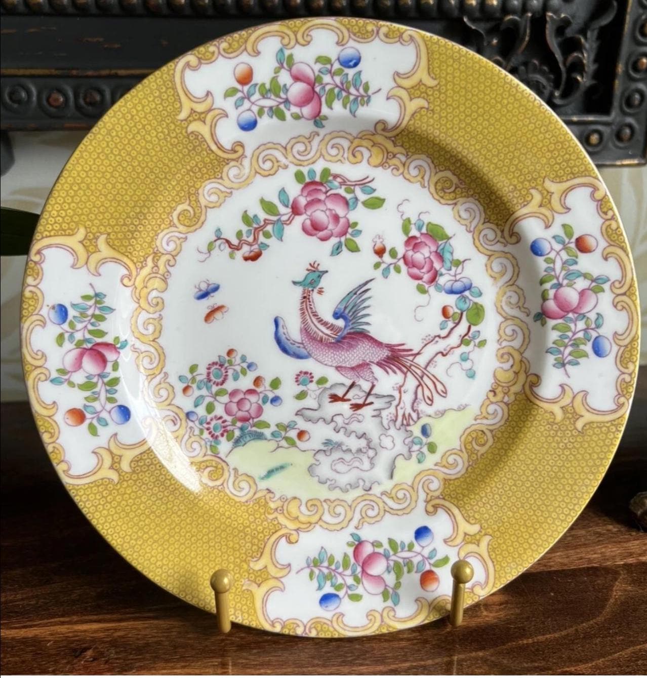 Minton Cockatrice Yellow Salad Plates (12), 7.75”, Vintage English