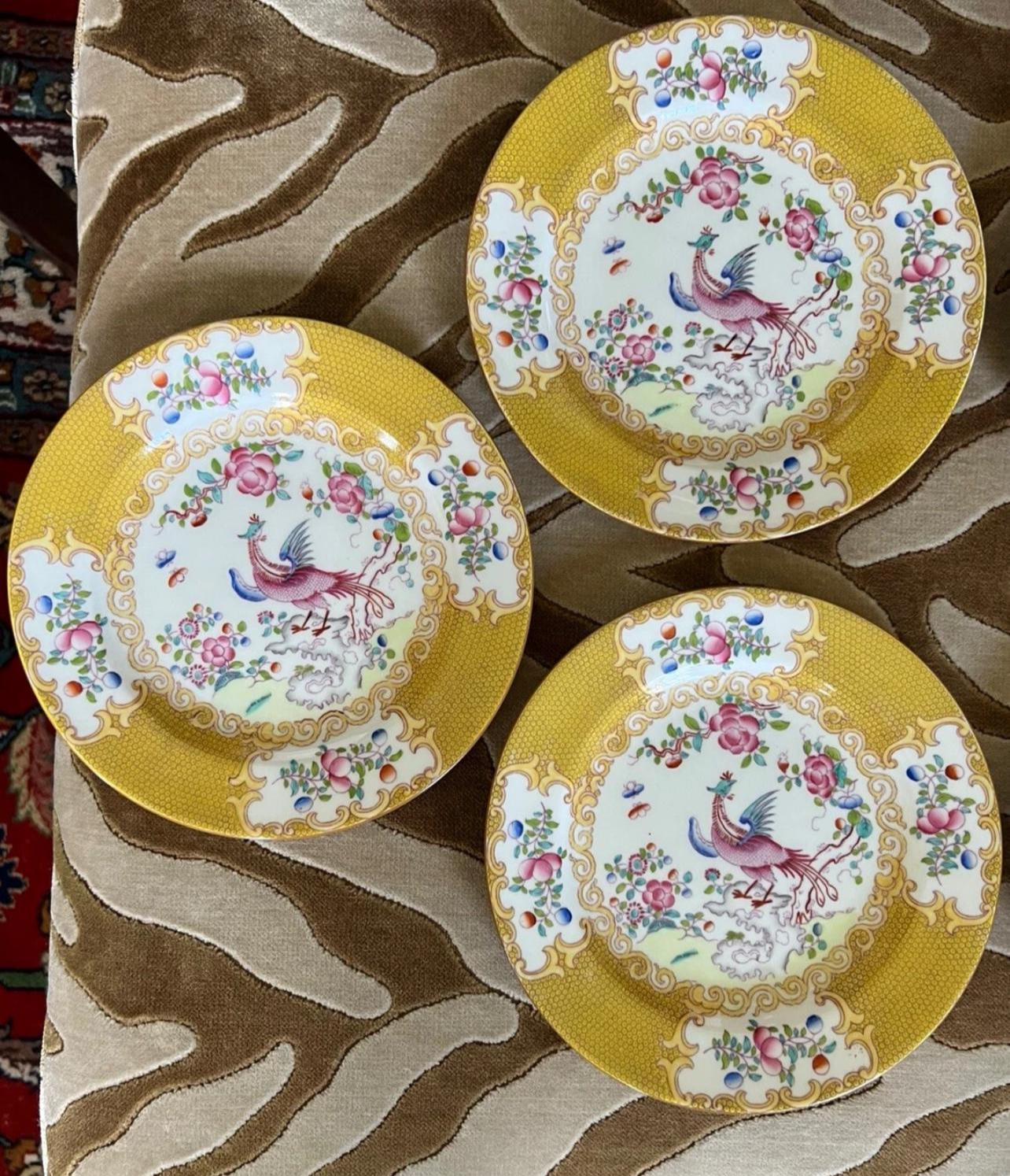 Minton Cockatrice Yellow Salad Plates (12), 7.75”, Vintage English