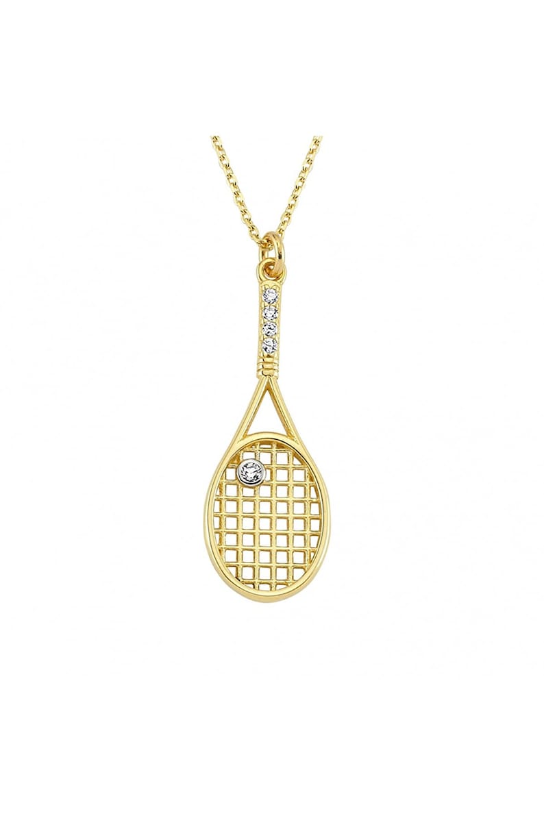Tennis Racket Necklace, 14K Solid Gold Tennis Racquet Necklace, Sport's ...