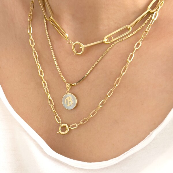 14k Gold Paperclip Necklace Etsy