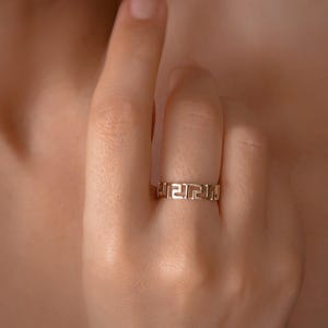 Labyrinth Ring, 14k Solid Gold Ring, Minimalist Ring, Meander Ring, Greek Key Ring, Meander jewelry, Birthday Gift, Christmas Gift,