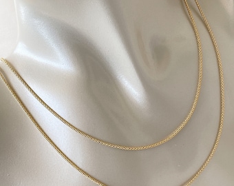 Real Gold Round Box Chain Necklace, 14k Yellow Solid Gold Round Necklace, Unisex Gold Chain Layering Necklace, Mothers Day, Christmas gift