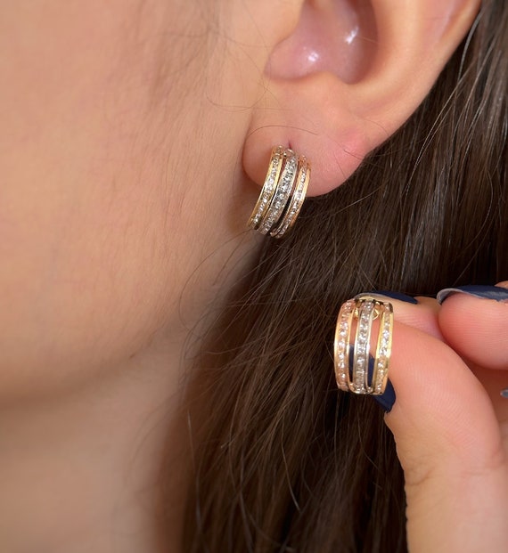 Half ring earrings gold discount