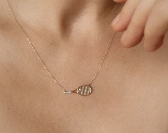Collana Tennis Con Ciondolo Racchetta In Argento 925, Catena Inclusa, Regalo Per Appassionate Di Tennis - Yafeini - 2