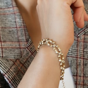 14K Solid Gold Bone Bracelet, Solid Gold Designer Bracelet, Thick Chain Bracelet, Handmade Jewelry, Real Gold Jewelry, Valentine&#39;s Day Gift