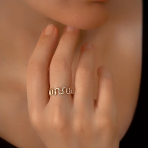 14K Gold Ring, Elegant and Minimalist Design, Wave Ring,Handmade Gold Jewelry, Perfect for Engagement or Everyday Wear, Special Gift Idea