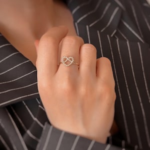 14K Solid  Gold Love Knot Ring, Double Twisted Heart Ring, Engagement Ring, 14K Gold Ring, Stacking Band, Yellow Gold Double Twist Ring
