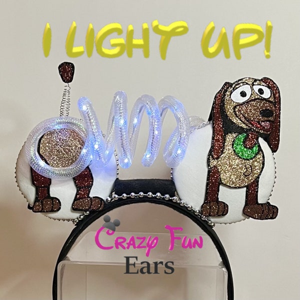 SLINKY DOG Lighted TOY Story Mickey Disney Character Headband Mouse  Ears for Boys Men Women Girls Child Kid Minnie Crazy Fun Lights Light