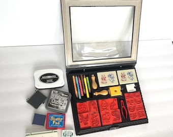 STAMP and LEARN KIT Craft Supplies Alphabet Animals  Symbols Scrapbooking Diy Crafts Childrens Kids Crafts Kits Stamping Ink