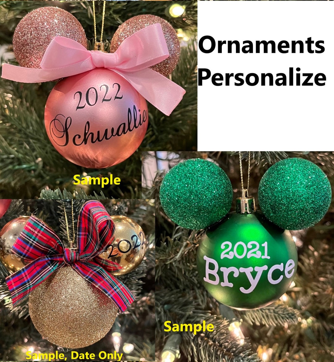 PERSONALIZED DISNEY ORNAMENTS Ornament Minnie Mickey Bow Ball Etsy