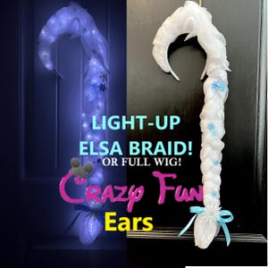 LET IT GO Elsa Frozen Disney Light Up Hair Braid Headband Wig Mickey Mouse Ears Minnie Lights Lighted Crazy Fun Costume Cosplay Headpiece