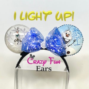 OLAF Worth Melting For HANDPAINTED SNOWGLOBE Ears Frozen Mouse Headband Mickey Minnie Disney Women Girls Men Boys Women&#39;s Men&#39;s Crazy Fun