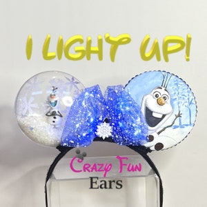 OLAF I Like Warm Hugs HANDPAINTED SNOWGLOBE Ears Frozen Mouse Headband Mickey Minnie Disney Women Girls Men Boys Women&#39;s Men&#39;s Crazy Fun