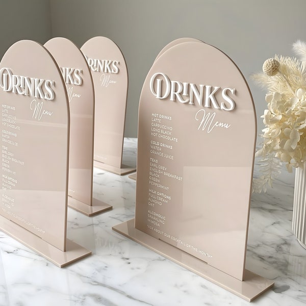 Personalised Table Stand Sign Acrylic Wedding Menu for Signature Drinks - Event - Party Decoration Table Stand for Drinks Salon Decor