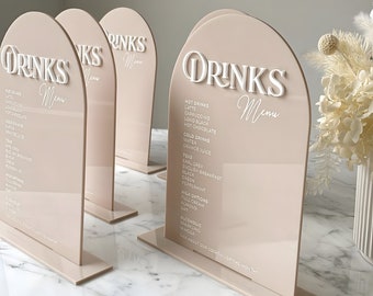 Personalised Table Stand Sign Acrylic Wedding Menu for Signature Drinks - Event - Party Decoration Table Stand for Drinks Salon Decor