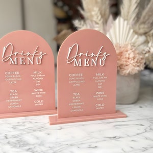 Personalised Table Stand Sign Acrylic Wedding Menu for Signature Drinks - Event - Party Decoration Table Stand for Drinks Salon Decor