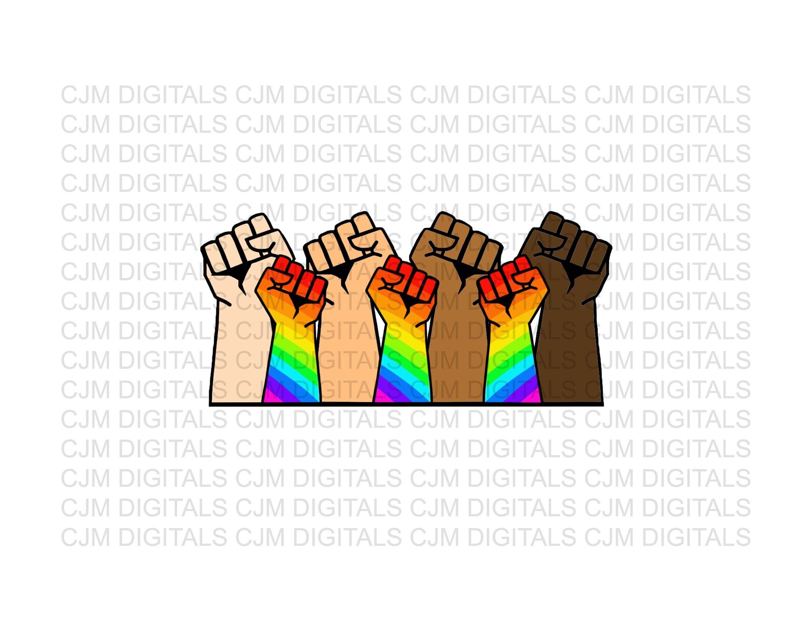 BLM Fist Rainbow Fist Png, Pride Fist Rainbow Clipart, Digital Download