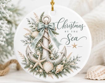 Coastal Christmas Ornament, Christmas by the Sea Ornament, Beach House Christmas Decor, Nautical Holiday Ornament, Coastal Gift