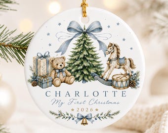 Personalized Baby's First Christmas Ornament 2026, Baby Keepsake, Vintage Christmas Nursery Ornament, Custom Name Baby Gift