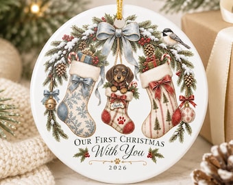 Personalized Dachshund Christmas Ornament, First Christmas With You Dog Ornament, Dachshund Puppy Gift, Custom Pet Ornament 2026