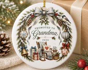 Promoted to Grandma Ornament 2026, First Time Grandma Gift, New Grandma Christmas Ornament, Pregnancy Announcement Gift, Grandbaby Keepsake