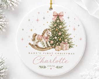 Personalized Baby's First Christmas Ornament, Baby Girl First Christmas Gift, Custom Ornament, Rocking Horse Baby Keepsake, 2026 Ornament