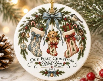 First Christmas Golden Retriever Ornament 2026, New Puppy Christmas Ornament, Dog Mom Gift, Dog Dad Gift, Puppy First Christmas Keepsake