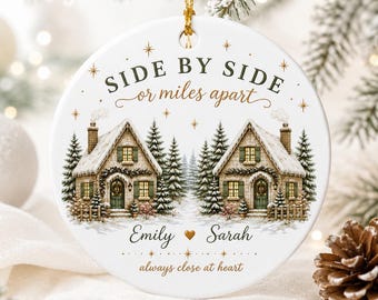 Adorno navideño personalizado para amigos a larga distancia, adorno navideño para amigos que están juntos o separados por kilómetros, regalo para el mejor amigo, recuerdo personalizado para amigos.