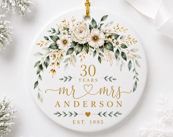 Personalized 30th Anniversary Ornament, 30 Years Married Gift, Mr and Mrs Christmas Ornament, Custom Wedding Anniversary Gift