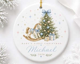 Personalized Baby's First Christmas Ornament, Baby Boy First Christmas Gift, Custom Ornament, Rocking Horse Baby Keepsake, 2026 Ornament