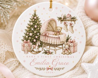 Decorazione natalizia personalizzata per il primo Natale del bambino (2026), decorazione natalizia per bambina, ricordo personalizzato con il nome del bambino, regalo di Natale per neonati.