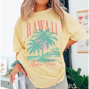 Comfort Colors Hawaii Shirt, Aloha State Shirt, Trendy Summer Tees, Retro Summer Shirt, Hawaiian Shirt, Beach Tee, Beach Lover Gifted