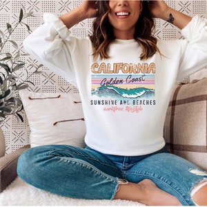 Retro California Sweatshirt, Gold Coast Crewneck, Beach Sweatshirt, Travel Lover Sweatshirt, California Gift, Vacation Sweatshirt