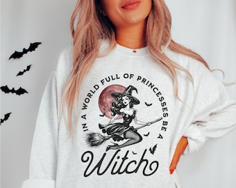 Sweatshirt Halloween heksen, dames retro Halloween ronde hals, Halloween begaafd, Salem heks sweatshirt, Spooky Vibes herfst ronde hals
