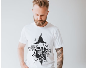 Skeleton T-Shirt, Creepy Halloween Tee, Unisex Halloween Shirt, Men's Skeleton Shirt, Funny Halloween Shirt, Halloween Costume Shirt