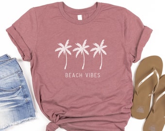 Beach Vibes Shirt, Palm Tree Shirt, Minimalist Beach Shirt,  Summer Graphic Tee, Beach Vacation Shirt, Tropical Shirt, Beach Lover Gift