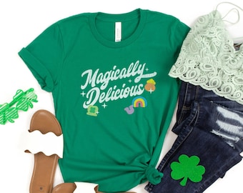 Magically Delicious Lucky Charm Tee, St Pattie's Day Shirt, Retro St Patrick's Day Shirt, Lucky Irish Tee, Shamrock Shirt, Shenanigans Squad