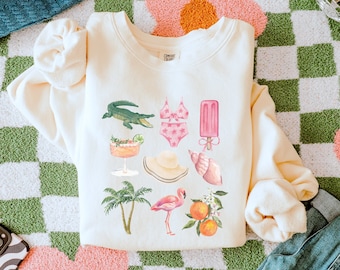 Comfort Colors Beach Sweatshirt, Florida Vacation Sweatshirt, Luxury Lightweight Summer Sweatshirt For Women, Beachy Coquette Sweatshirt