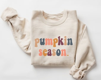 Retro Pumpkin Season Sweatshirt, Trendy Fall Sweatshirt, Cute Fall Sweater, Gift for Fall Lover, Thanksgiving Sweatshirt, Women's Fall Shirt