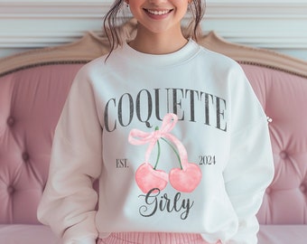 Coquette Sweatshirt, Coquette Girly Sweatshirt, Coquette Shirt, Feminine Aesthetic, Cute Sweatshirt, Spring Crewneck, Trending Sweatshirt